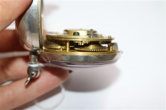 A Victorian silver pair cased keywind verge pocket watch by Richard Eade, Steyning.